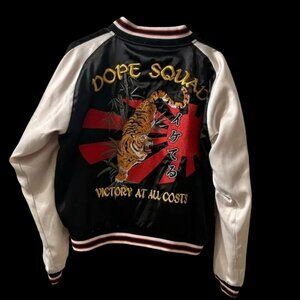 DOPE SQUAD "BOUGIE" SATIN VARSITY JACKET " VICTORY AT ALL COSTS" SIZE L